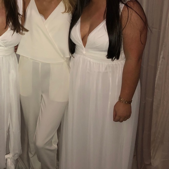 White Deep V Maxi Dress - Picture 5 of 5